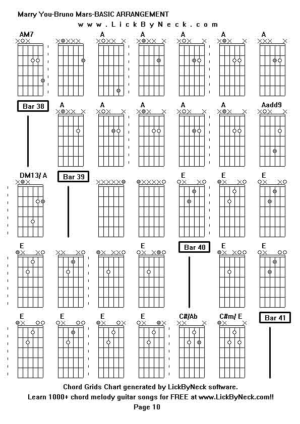 Chord Grids Chart of chord melody fingerstyle guitar song-Marry You-Bruno Mars-BASIC ARRANGEMENT,generated by LickByNeck software.